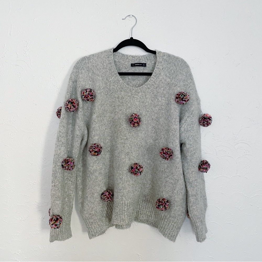 Zara Multicolored Pom Sweater